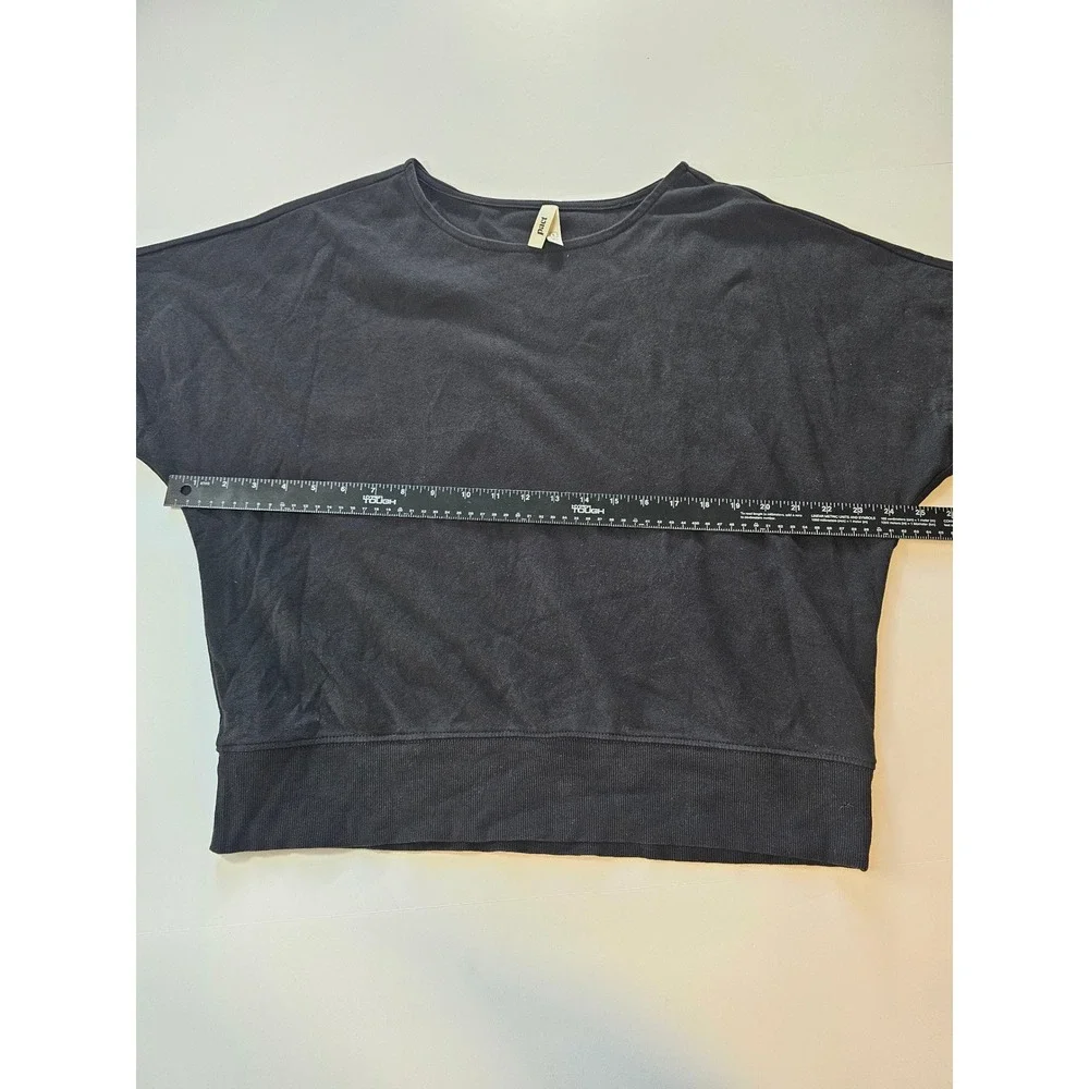 Pact Organic Cotton Top Women L Black Dolman Sleeve Cropped Lounge - Picture 2 of 4